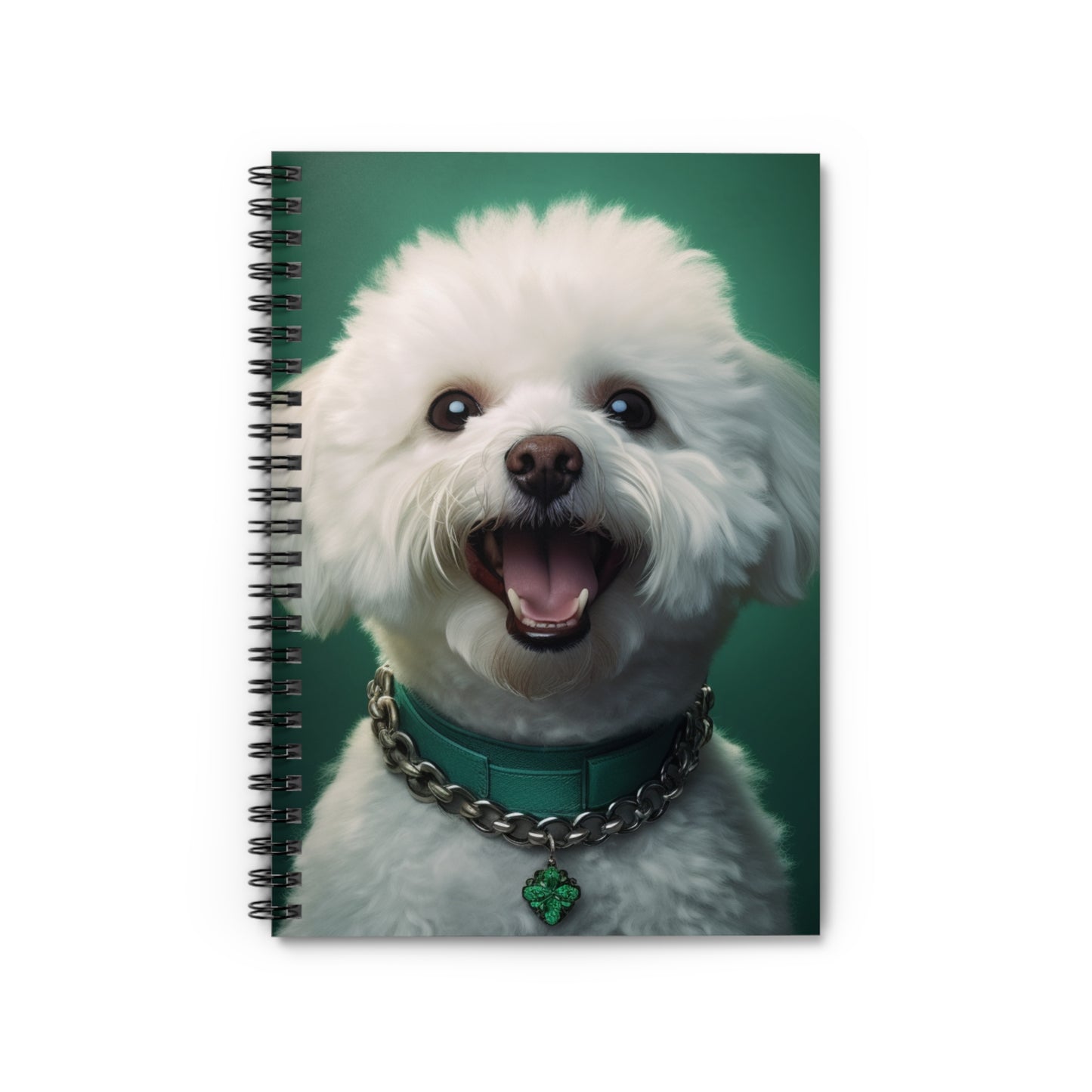 Bichon Bliss - Green Collar Charm: Spiral Notebook - Ruled Line