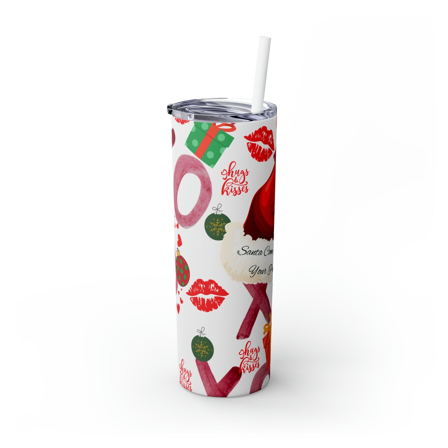 Christmas Love - Skinny Tumbler with Straw, 20oz