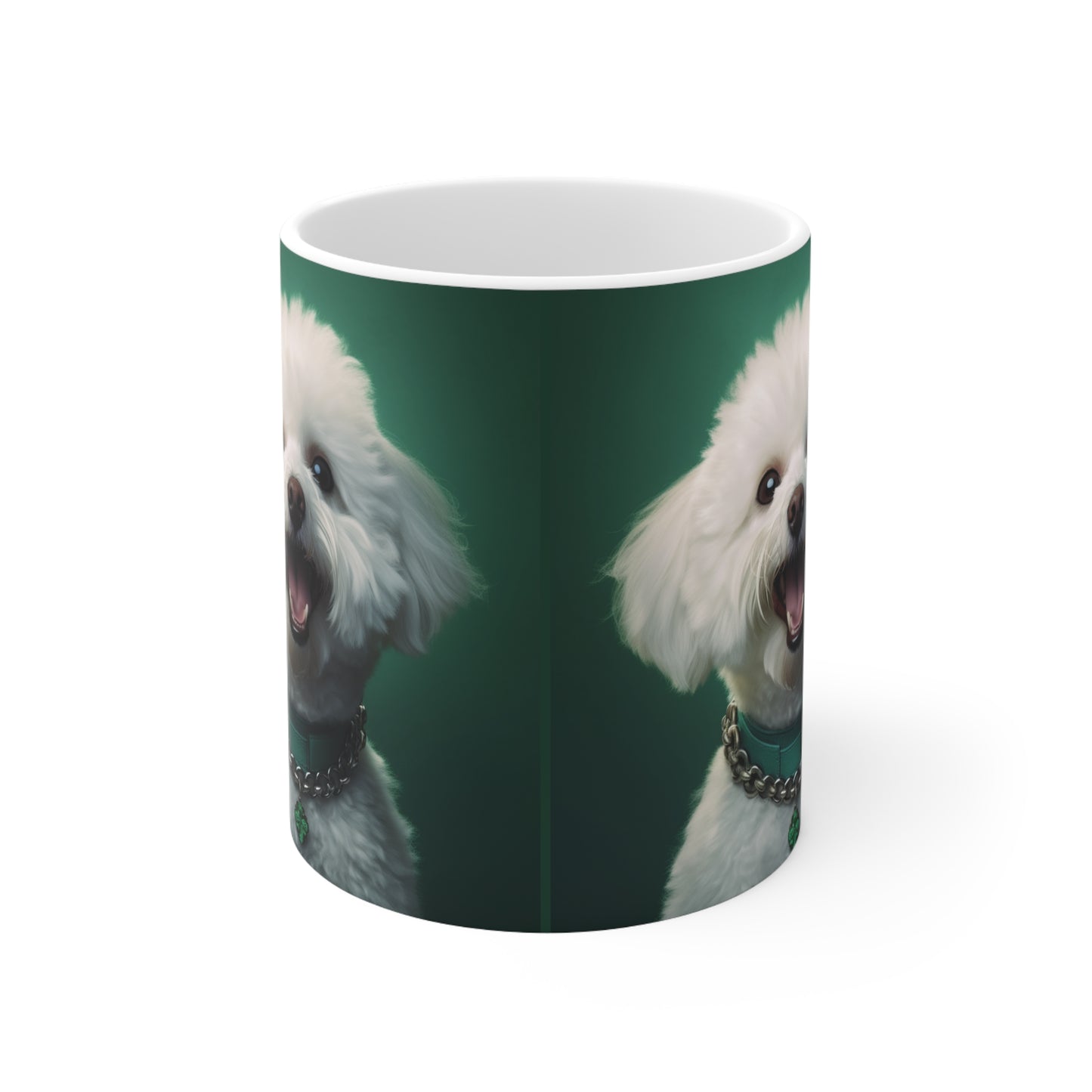 Bichon Bliss - Green Collar Charm: Ceramic Mug 11oz