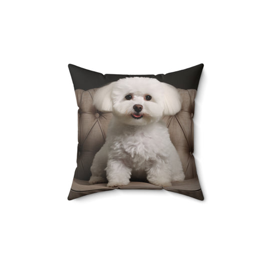 Bichon Bliss - Cushioned Charm: Spun Polyester Square Pillow