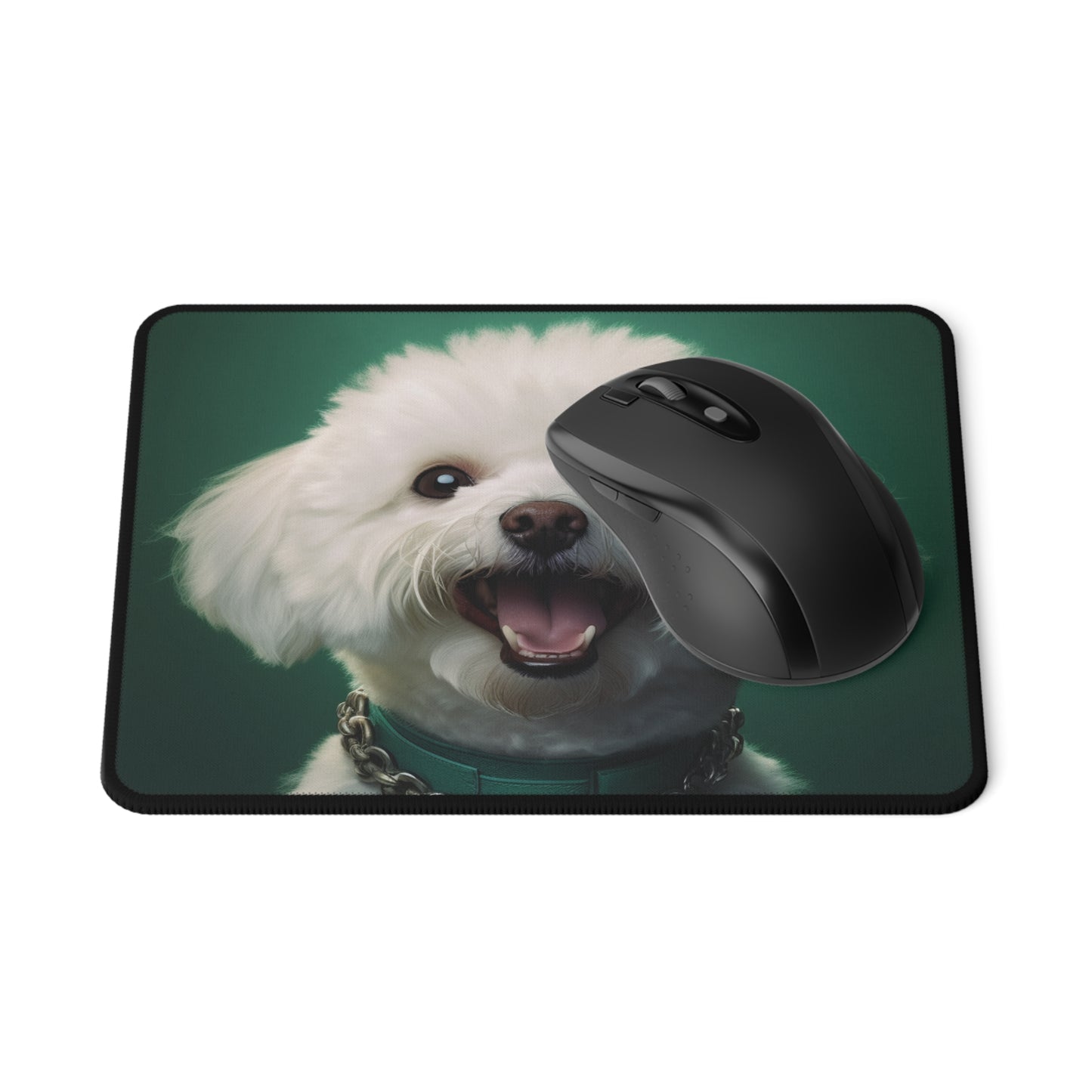 Bichon Bliss - Green Collar Charm: Non-Slip Mouse Pads