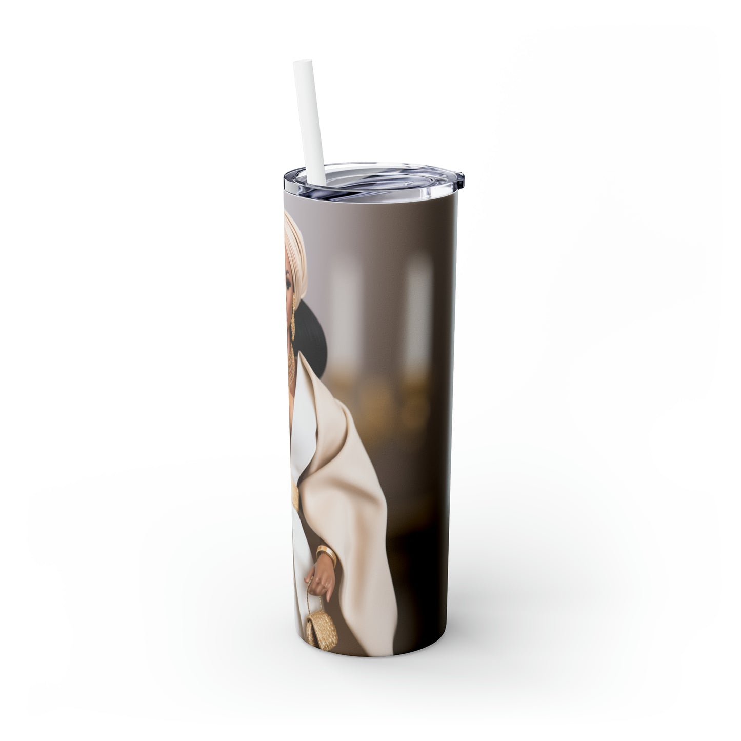 Elegance Barbie - Skinny Tumbler with Straw, 20oz