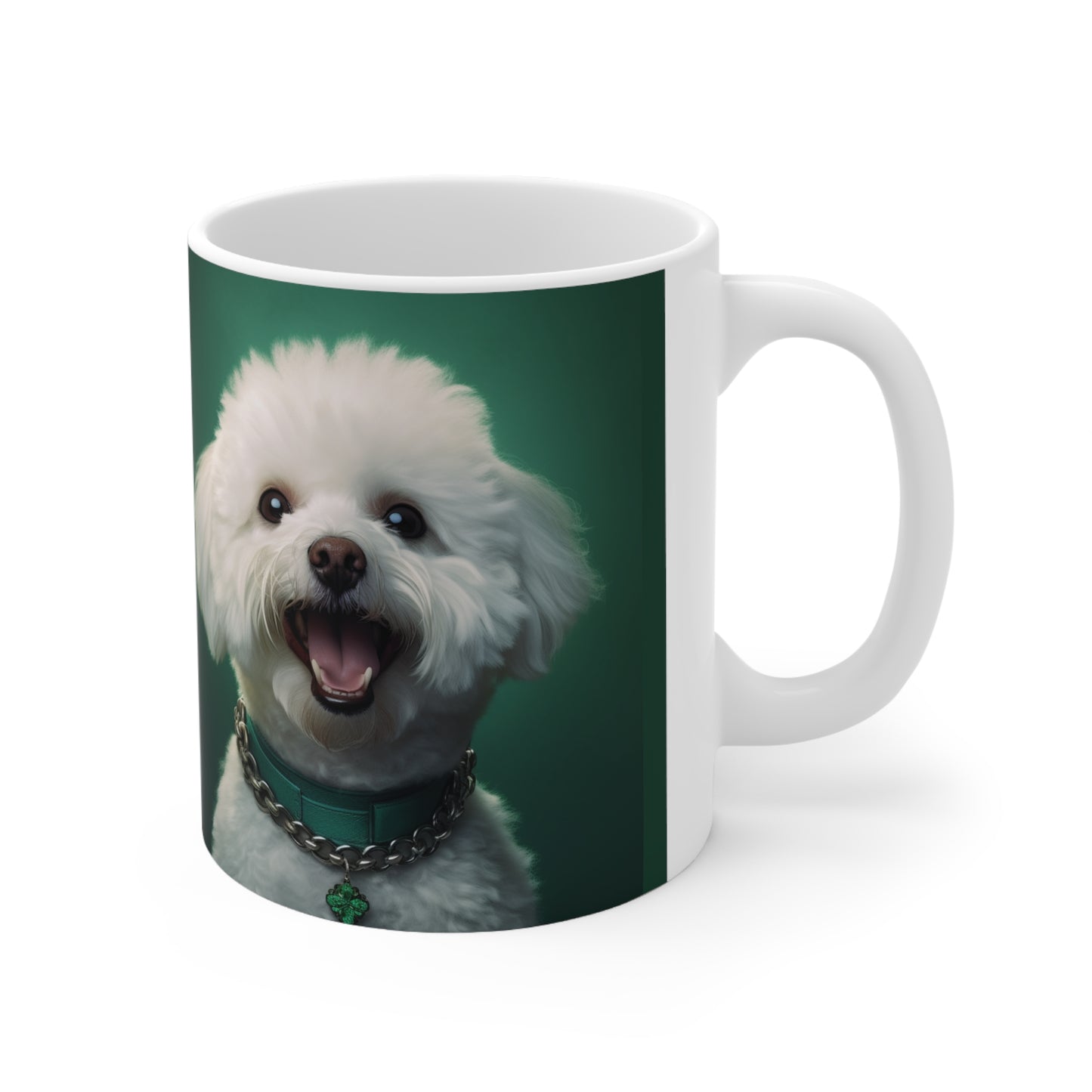 Bichon Bliss - Green Collar Charm: Ceramic Mug 11oz