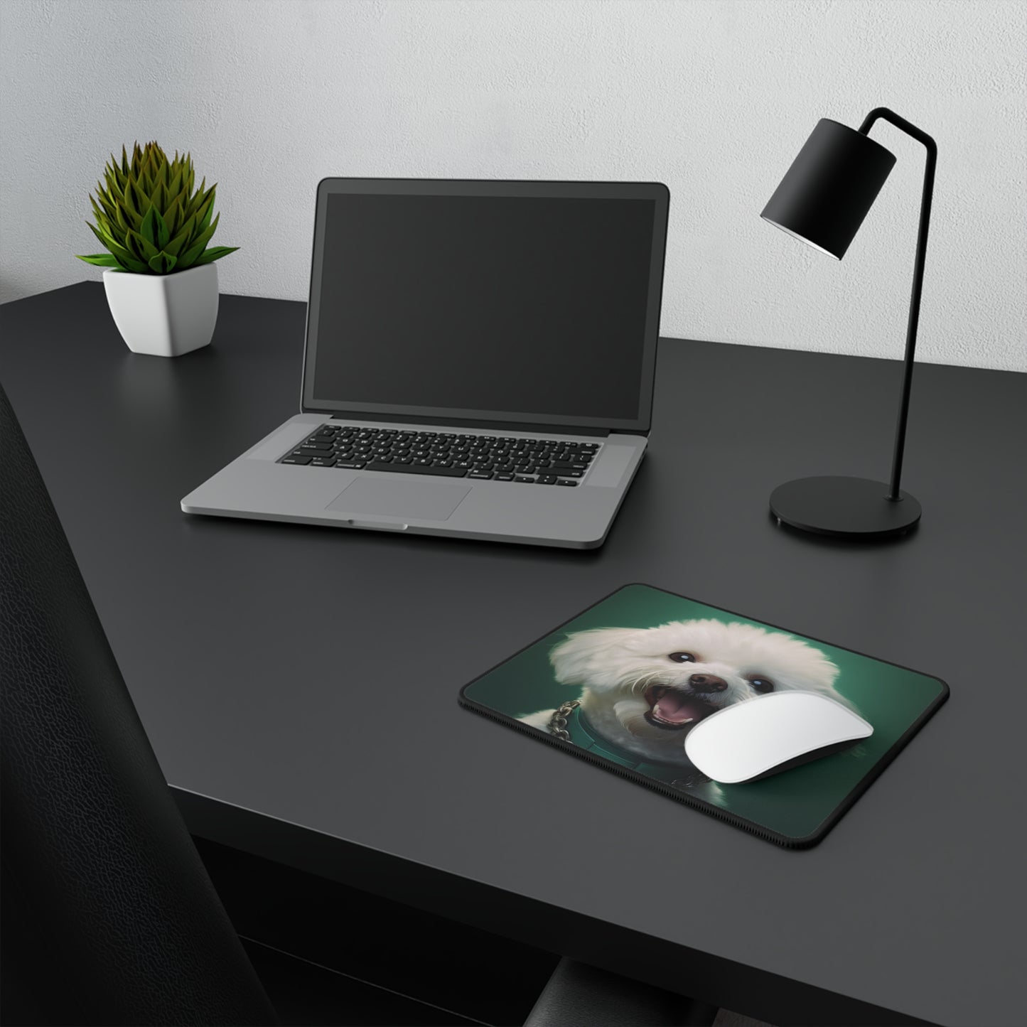 Bichon Bliss - Green Collar Charm: Non-Slip Mouse Pads